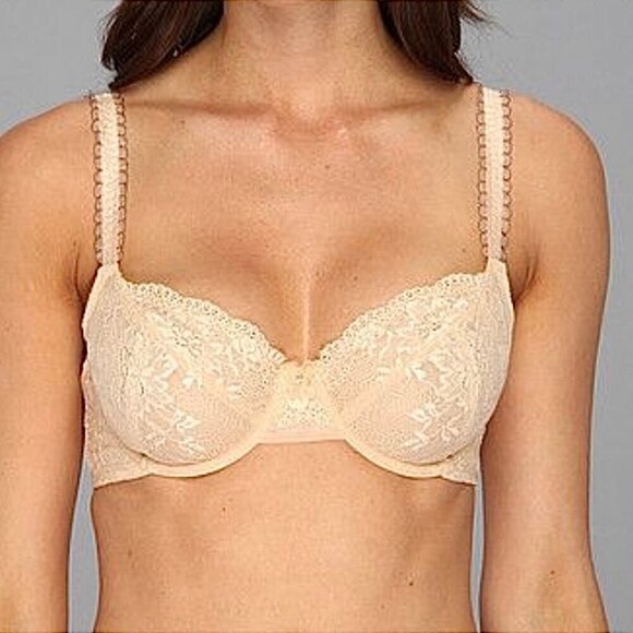 NWOT Le Mystere Nude Lace Entice Contour 1979 Underwire Unpadded Bra Sz. 36F - Picture 1 of 13